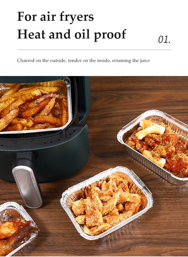 DUNISO 15 Pcs Aluminum Foil Tray, Disposable Aluminium Rectangle Containers, Oil Resistant Aluminum Foil Tin Box, Heat Resistant And Durable, Used For Cooking, Baking, Baking,700ml  - Image 3