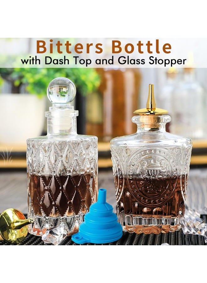 SuproBarware Bitters Bottle Set of 2，Glass Dasher Bottle, Decorative Bottle for Cocktail with Gold Dash Top - Image 3
