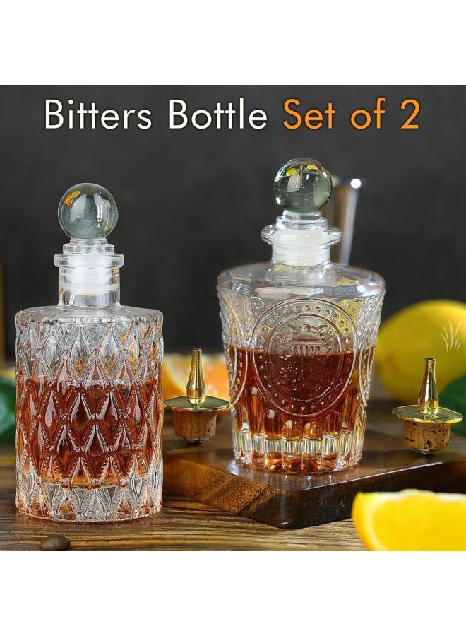 SuproBarware Bitters Bottle Set of 2，Glass Dasher Bottle, Decorative Bottle for Cocktail with Gold Dash Top - Image 5