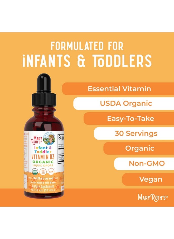 MaryRuth Organics - Vitamin D Usda Organic ; Up To 4 Month Supply ; Vitamin D3 Liquid ; Sugar Free ; Liquid Vitamin D Drops Immune Support For Infants & Toddlers ; Vit D3 ; Vegan ; Gluten Free ; Nongmo ; 90150 Servings - Image 1
