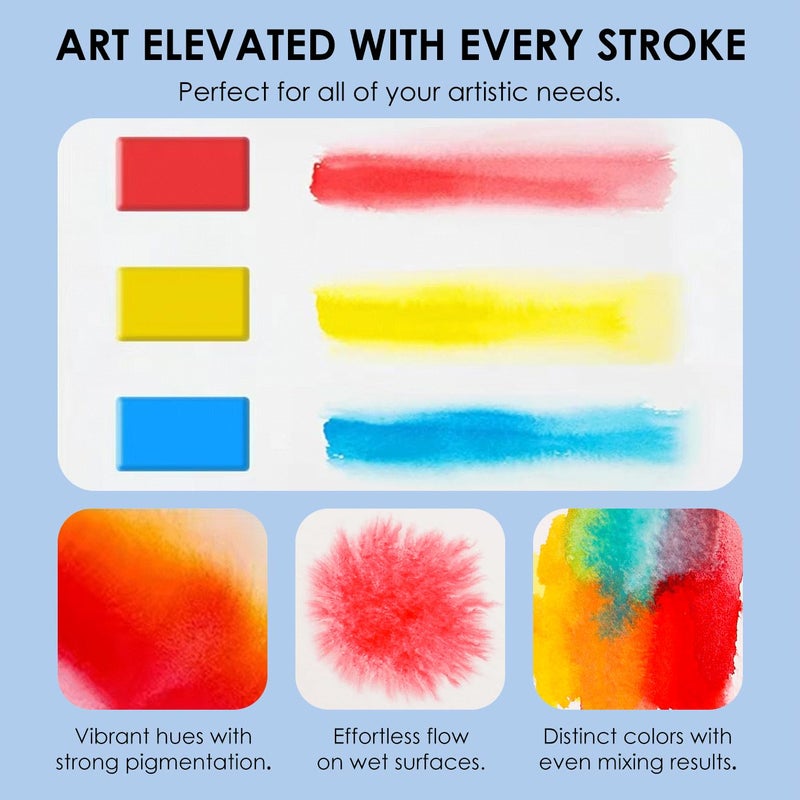 Grabie Watercolor Paint Set, 56 Colors Handheld Watercolor Set of Water Brush Pen, Palette and Removable Sponge, Portable Watercolor Paint for Artist Beginner and Professional - Image 4