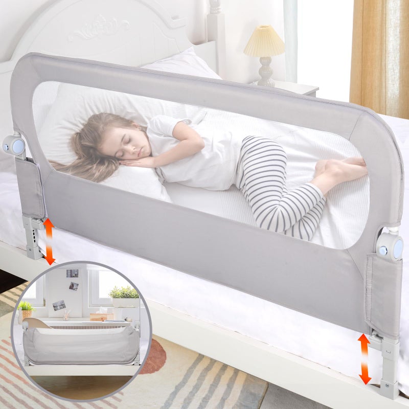 NUTIKAS Baby Bed Rail Guard for Toddlers - 47" Toddler Bed Side Rails for Twin, Full, Queen Bunk Size Bed Swing Down Bedrail Extral Tall Child Safety Side Railing Guards for Kids - Image 1