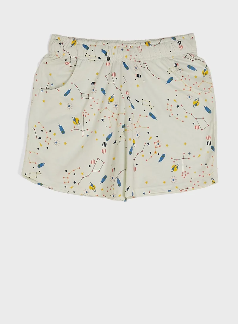 Clovia Quirky Text Top & Shorts Set - Cotton Rich