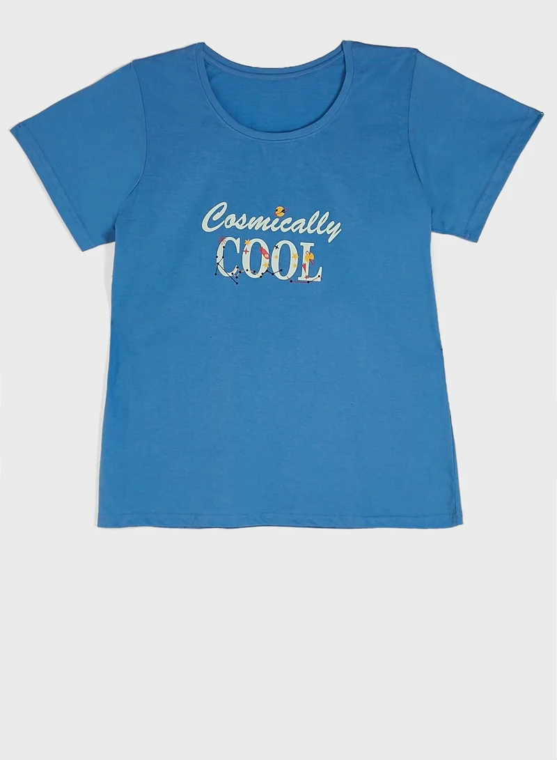 Clovia Quirky Text Top & Shorts Set - Cotton Rich