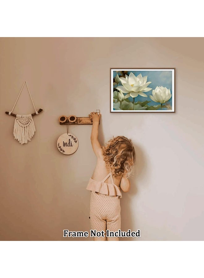 Home Trove Oitrela Canvas Prints Wall Art For Home and Office Wall Decoration White Lotus Canvas Artwork Print Painting Picture Flowers Modern Abstract Unframe Wall Art for Living Room Bedroom Kitchen 08x12inch  - Image 3