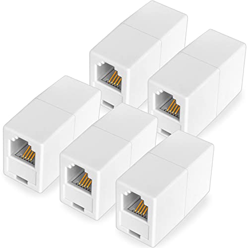 NECABLES 5Pack RJ11 Coupler Phone Line Connector Telephone Cord Adapter RJ11 6P4C Female to Female for Landline Phone and Fax White - Image 1