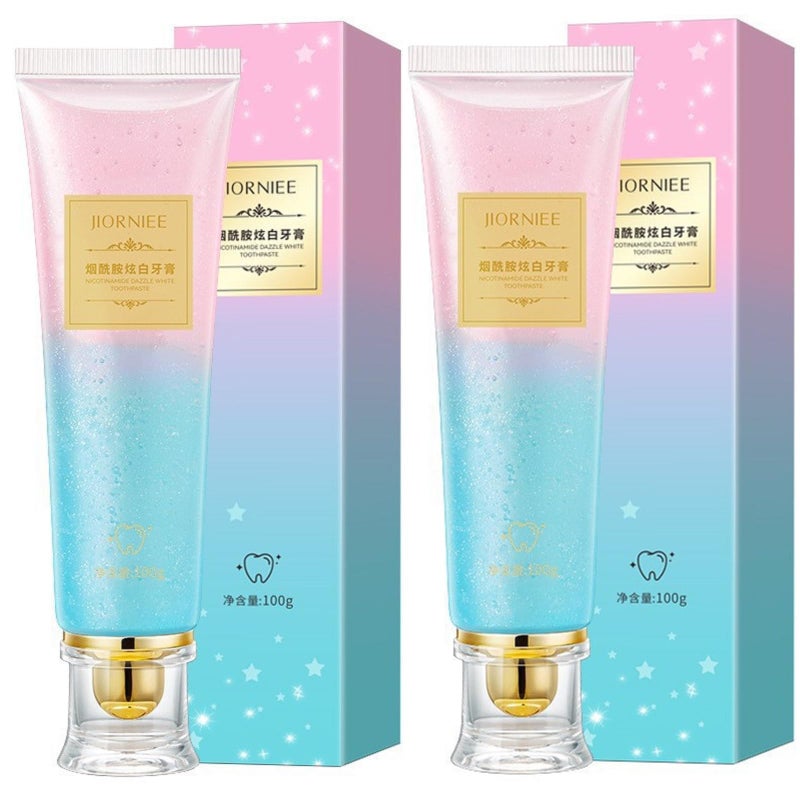 2Pcs Niacinamide Toothpaste Niacinamide Radiant Whitening Toothpaste Fresh Breath Remove Tooth Stains Improves Gum Health