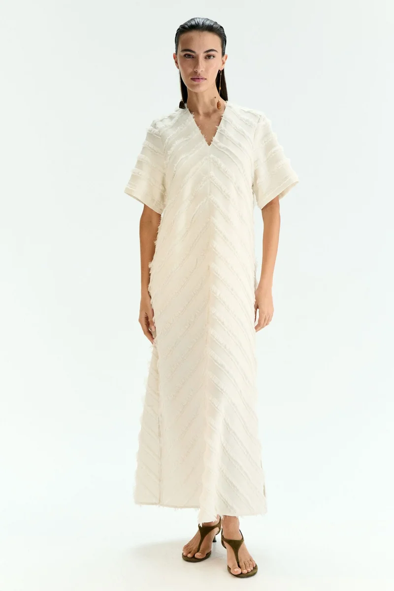 اتش اند ام فستان بحواف مزينة بشراشيب