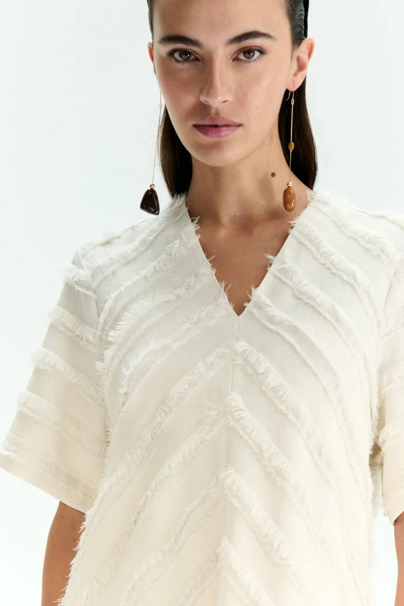 اتش اند ام فستان بحواف مزينة بشراشيب