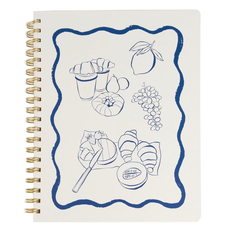 Pearhead Euro Breakfast Hardcover Spiral Notebook, 8x10 College-Ruled Lined Journal with Perforated Pages, 200 Pages for Planning, Work & School - Image 1