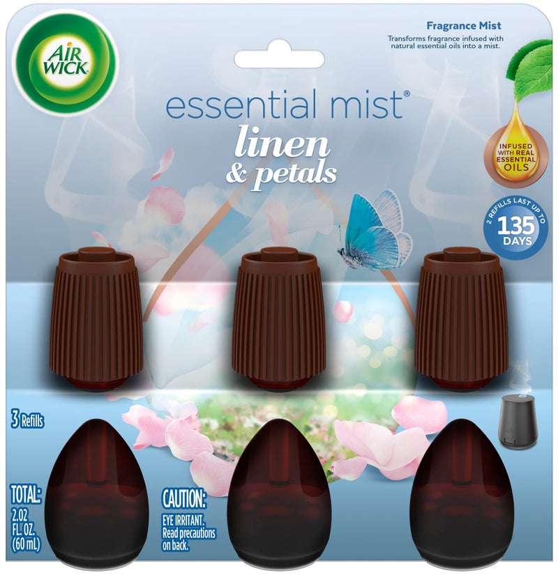 Air Wick Essential Mist Refill, 3ct, Linen & Petals, Air Freshener, Essential Oils - Image 1