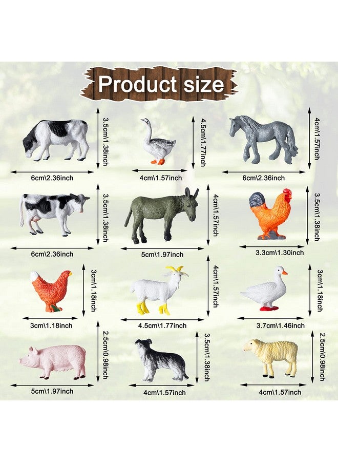 Blulu 24 Pcs Mini Farm Animal Figurines Plastic Farm Animal Figures Set Realistic Farm Animals Cake Topper Educational Toy for Garden Home Decor Easter Party Favors - Image 2