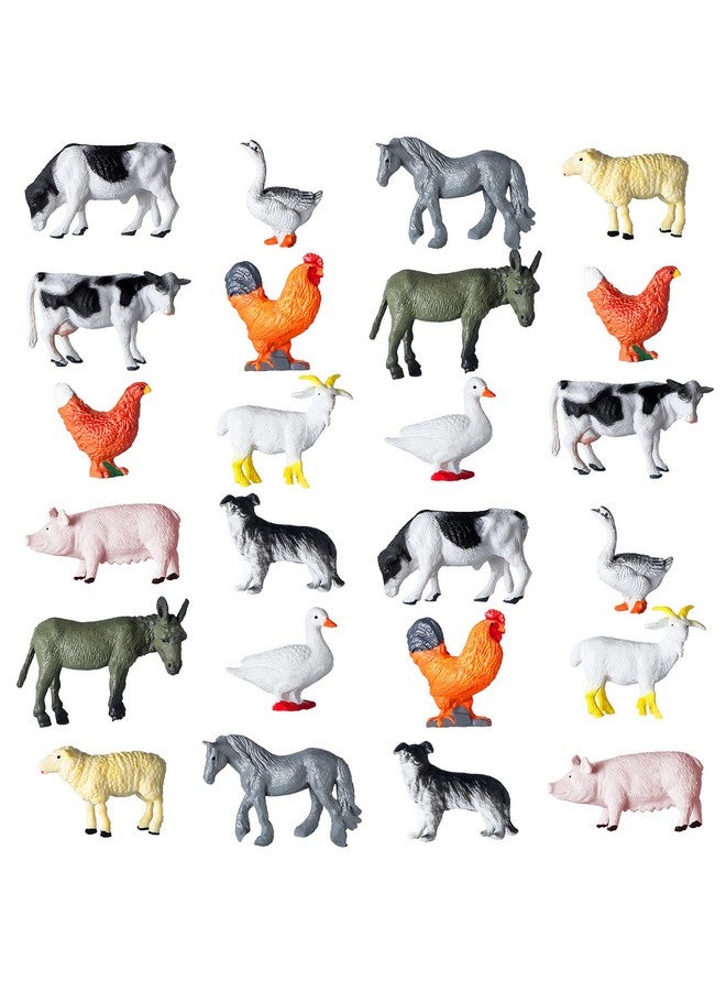 Blulu 24 Pcs Mini Farm Animal Figurines Plastic Farm Animal Figures Set Realistic Farm Animals Cake Topper Educational Toy for Garden Home Decor Easter Party Favors - Image 1