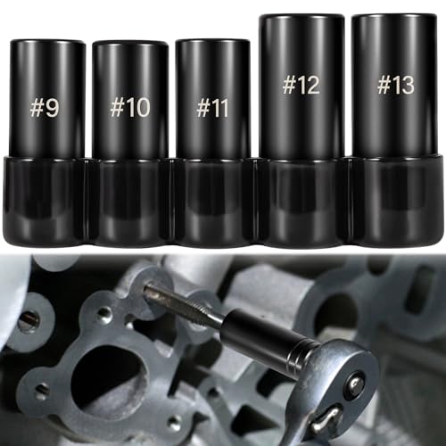 Sunluway 71670 Tap Socket Set Fits 5/8", 11/16", 3/4", 7/8" and 1" Taps, 1/2" Drive, Tap Sockets Adapter For Larger, M.C.T.I. Standard Taps, Large Tap Socket Wrench Set - Image 1