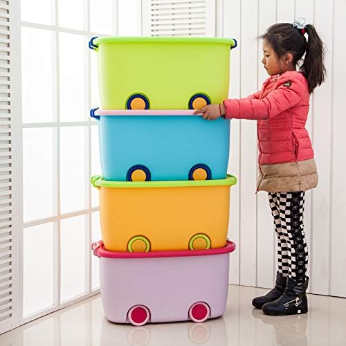 STAR WORK Plastic Rectangular Customize Design Toy Removable Storage Box with Wheels for Kids (Pack of 2) - Image 3