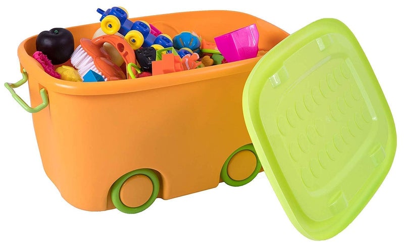 STAR WORK Plastic Rectangular Customize Design Toy Removable Storage Box with Wheels for Kids (Pack of 2) - Image 5