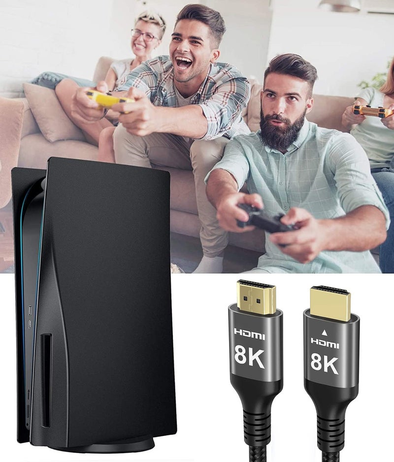 Ubluker كابل HDMI 8K Ubluker 48Gbps بطول 33 قدم، كابل HDMI® عالي السرعة مضفر من النايلون 4k 120Hz 2k 165Hz 8k 60Hz 12bit eARC ARC Dolby Atmos HDR10+ متوافق مع الألعاب PC TV Soundbar Monitor Mac PS5 Xbox - Image 5