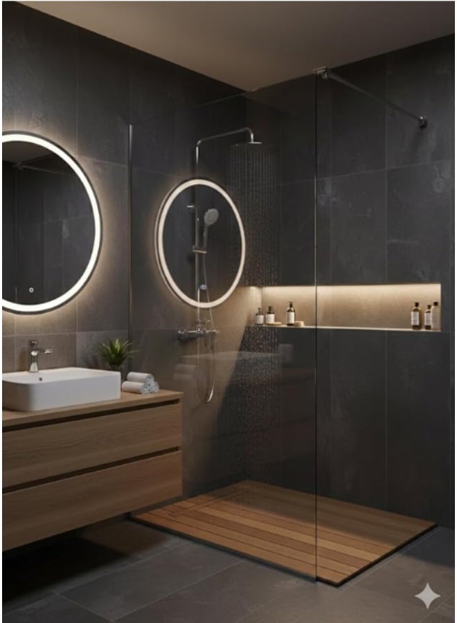 ميلانو نظام دش ميلانو الفاخر المطري مع دش يدوي، وعمود دش جداري من الكروم المصقول، ومجموعة رؤوس دش مطري عالية الضغط للحمام - Image 2