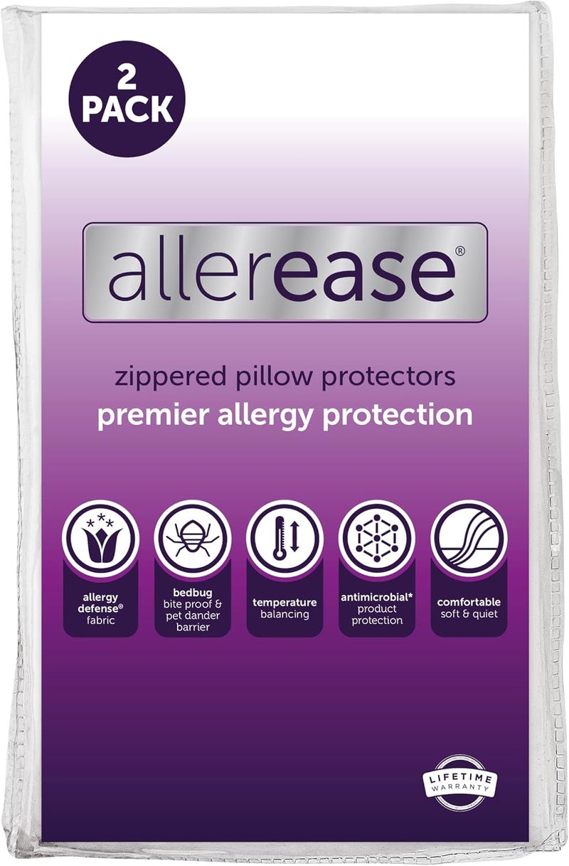 Aller-Ease Ultimate Zippered Pillow Protectors, Standard/Queen, 2 Pack - Image 1
