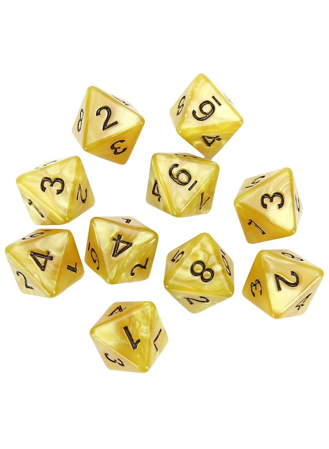 Marsrut 10 Pieces D8 Polyhedral Dice Set 8 Sided Dice with Numbers, Ideal for Board Games, Party Table, Classroom Activities & Gaming Fun (Size: 1.6cm/0.63in, Color: Yellow, New)  - Image 1