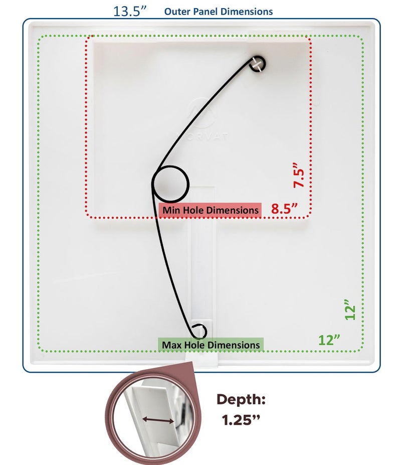 Morvat Adjustable Spring Access Panel 12"x12" Inches, for Drywall, Ceiling, Electrical, Plumbing Heavy-Duty & Easy Install, Wall Hole Cover Plate, White | Fits 7.5"x8.5" - 12"x12" Inches | (1-Pack) - Image 2