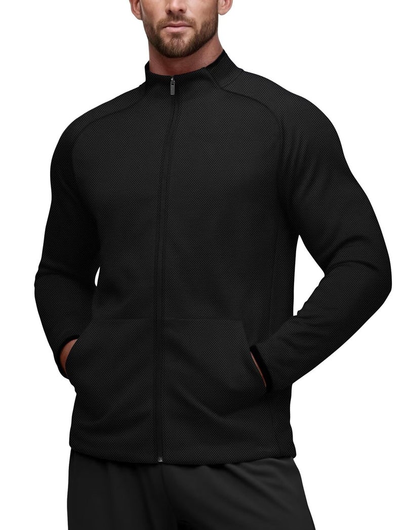Zengjo Mens Zip Up Jacket Athletic(Black,M) - Image 2