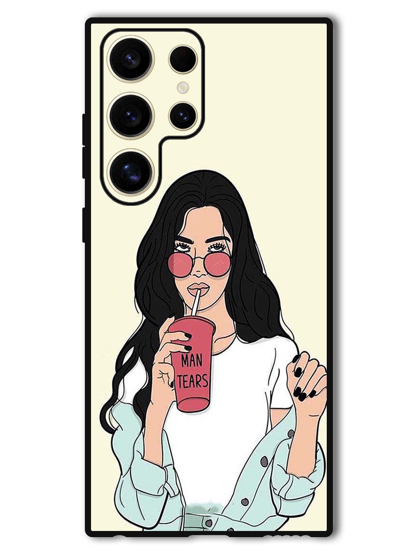 Theodor Protective Case Anti Scratch Shock Proof Bumper Cover For Samsung Galaxy S24 Ultra Girl Drinking Coffee - Image 1