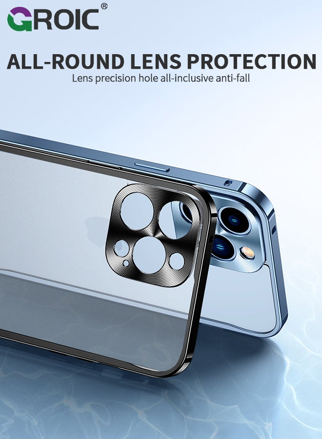 GROIC Metal Frame Black Case for iPhone 15 Plus, Ultra Slim Frosted PC Matte Back with Lanyard Holes Lock Type Aluminum Alloy Bumper - Image 5