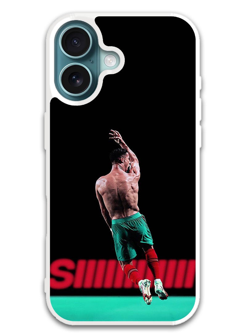 Theodor Protective Case Cover For APPLE IPHONE 16 Ronaldo In The Air (White Bumper) - Image 1