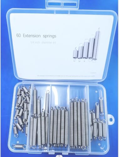 CREEYA 60pcs Extension Spring Assortment Kit, 0.035" Wire Diameter, 1/4" Outside Diameter, 13/32" to 2-1/4" Length, Stainless Steel Mechanical Small Extension Springs with Hook Ends - Image 4