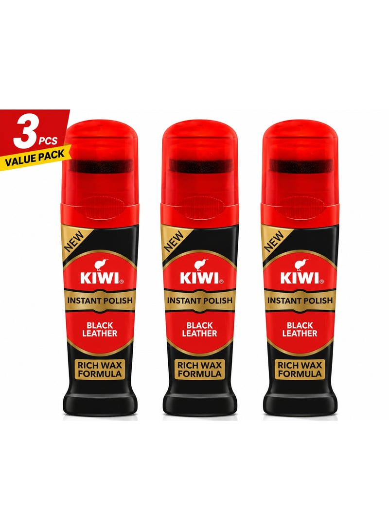 كيوي KIWI ملمع فوري للجلد الأسود، تركيبة شمع غنية، 3 قطع - Image 1