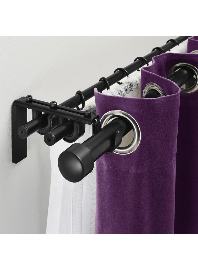 زبون مجموعة قضبان الستائر الثلاثية، أسود، 210-385 سم - Image 4