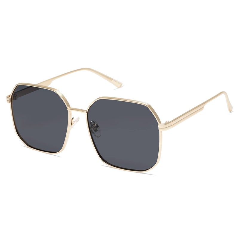 SOJOS Retro Square Polarized Sunglasses for Women Vintage Square Shades UV400 Large Metal Frame SJ1166 with Gold/Grey Lens - Image 1