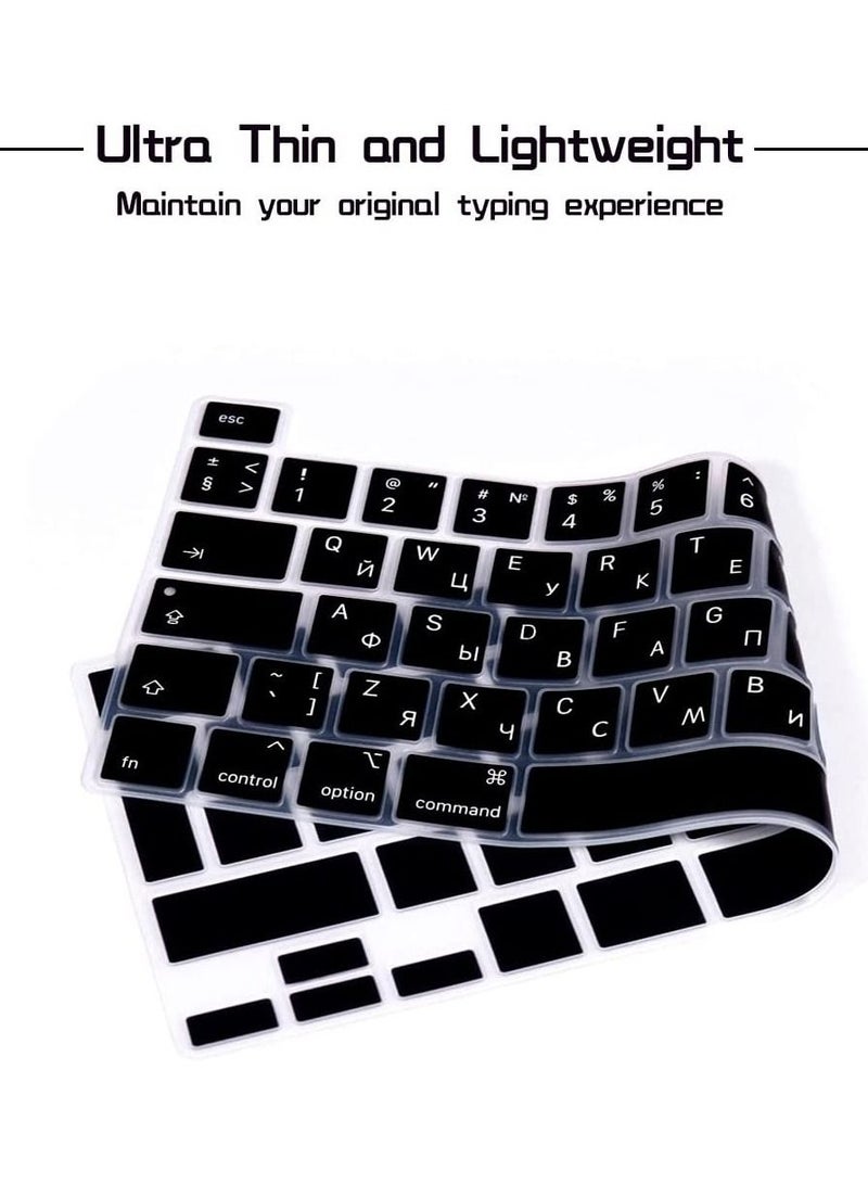 أمم غطاء لوحة مفاتيح واقٍ إنجليزي روسي بتصميم بريطاني لجهاز MacBook New Pro مقاس 13 و 16 بوصة أسود - Image 5