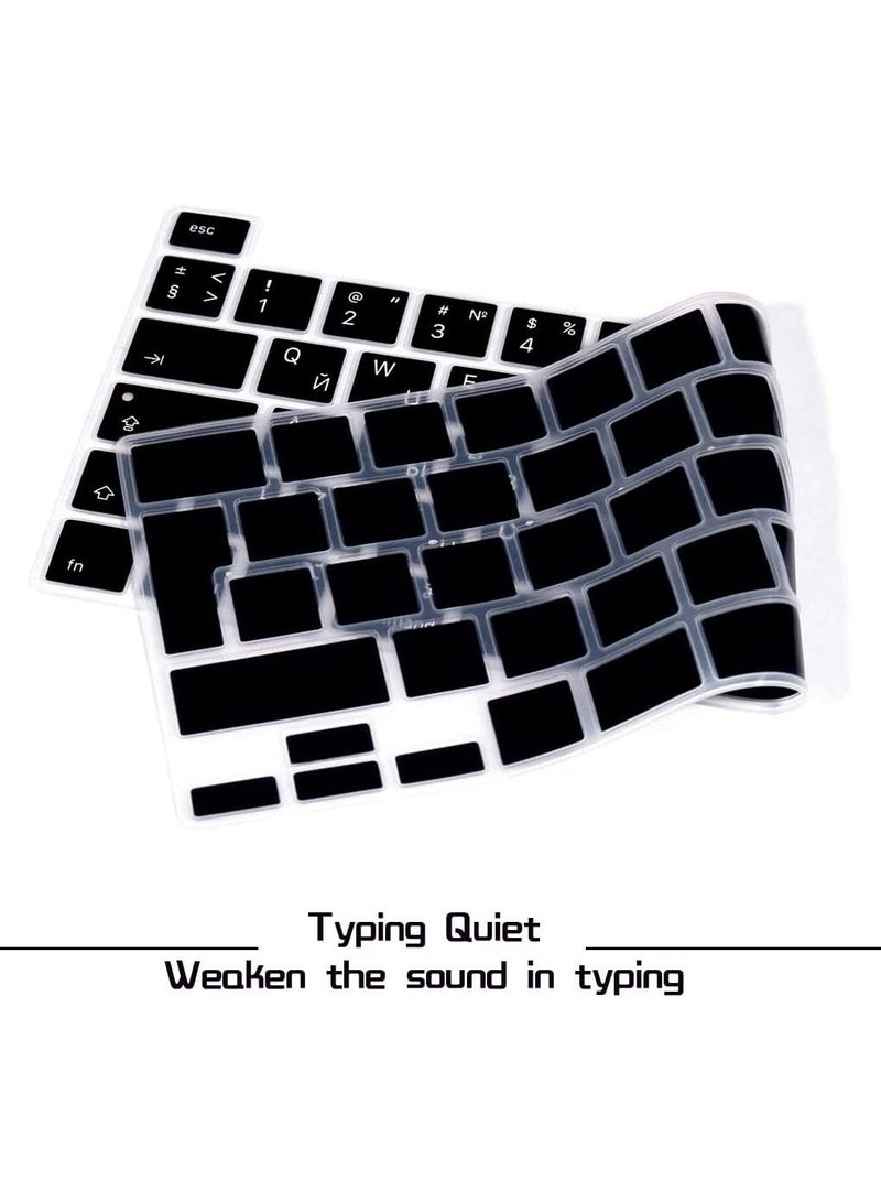 أمم غطاء لوحة مفاتيح واقٍ إنجليزي روسي بتصميم بريطاني لجهاز MacBook New Pro مقاس 13 و 16 بوصة أسود - Image 4