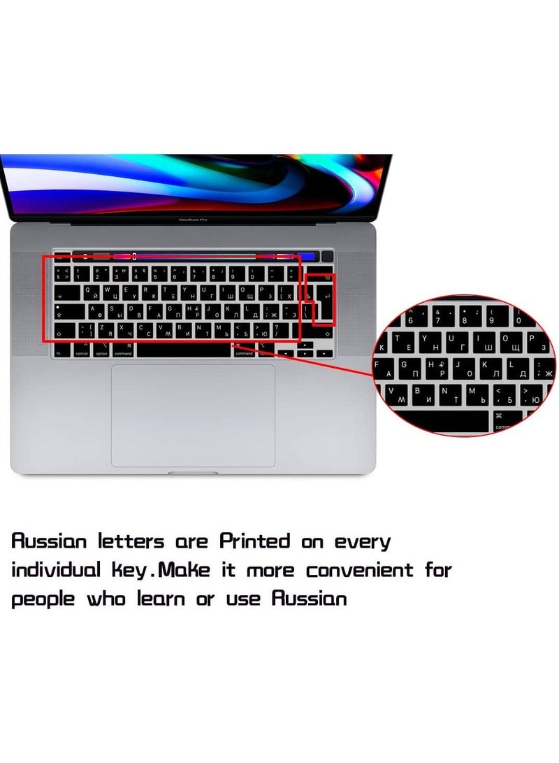 أمم غطاء لوحة مفاتيح واقٍ إنجليزي روسي بتصميم بريطاني لجهاز MacBook New Pro مقاس 13 و 16 بوصة أسود - Image 3
