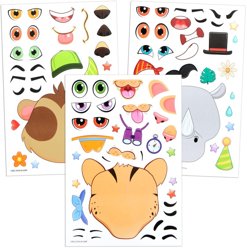 JOYIN 36PCS 9"x6" Make a face Stickers for Kids, Make Your Own Safari Animal Stickers, Jungle Party Favors Kids Crafts, Goodie Bags Stuffers, Classroom Rewards - Image 3