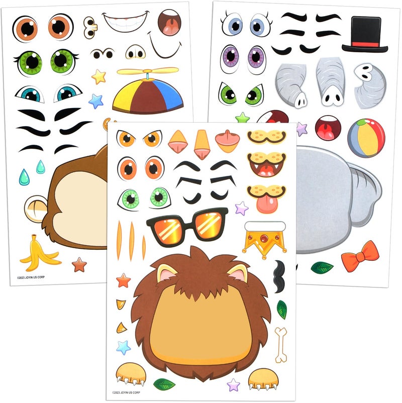 JOYIN 36PCS 9"x6" Make a face Stickers for Kids, Make Your Own Safari Animal Stickers, Jungle Party Favors Kids Crafts, Goodie Bags Stuffers, Classroom Rewards - Image 2