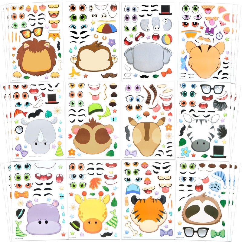JOYIN 36PCS 9"x6" Make a face Stickers for Kids, Make Your Own Safari Animal Stickers, Jungle Party Favors Kids Crafts, Goodie Bags Stuffers, Classroom Rewards - Image 1