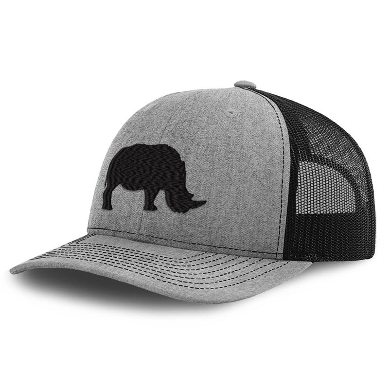 Speedy Pros Rhino Rhinoceros Funny Embroidery Richardson Structured Front Mesh Back Cap Heather GrayBlack - Image 2