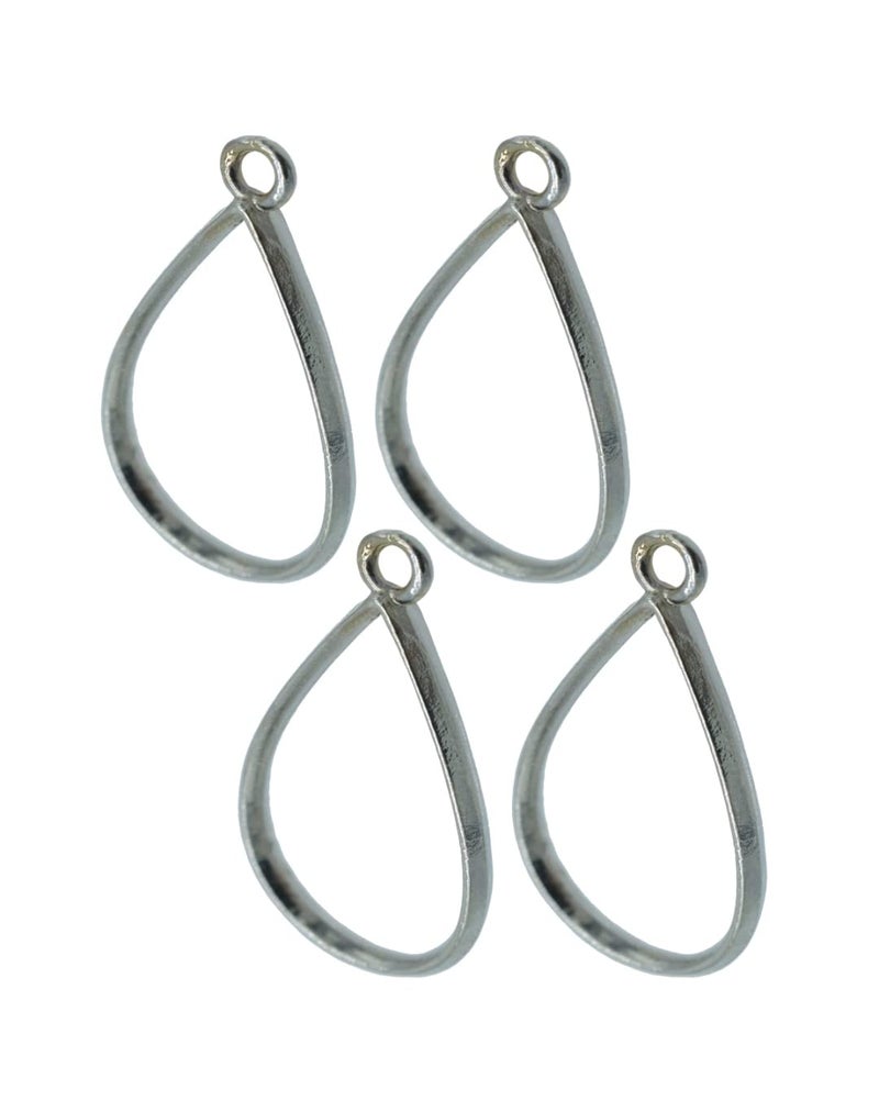BanteyBanatey Silver Drop Shape Open Back Bezels Frame Pendants Resin Bezel for making Pendants Keychains Earrings DIY Jewellery using for Resin Craft Pack of 4 pcs