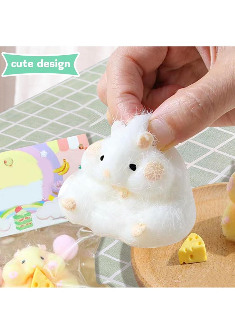 0TO1 TECH 2pcs Squishy Hamster Squeeze Toys,3inch Big Cute Soft Hamster Squishy Toys,Stress Relief Squishies for Kids Party Favors, Pinch Family, Fidget Toys Suitable Adults Kids Big - Image 2