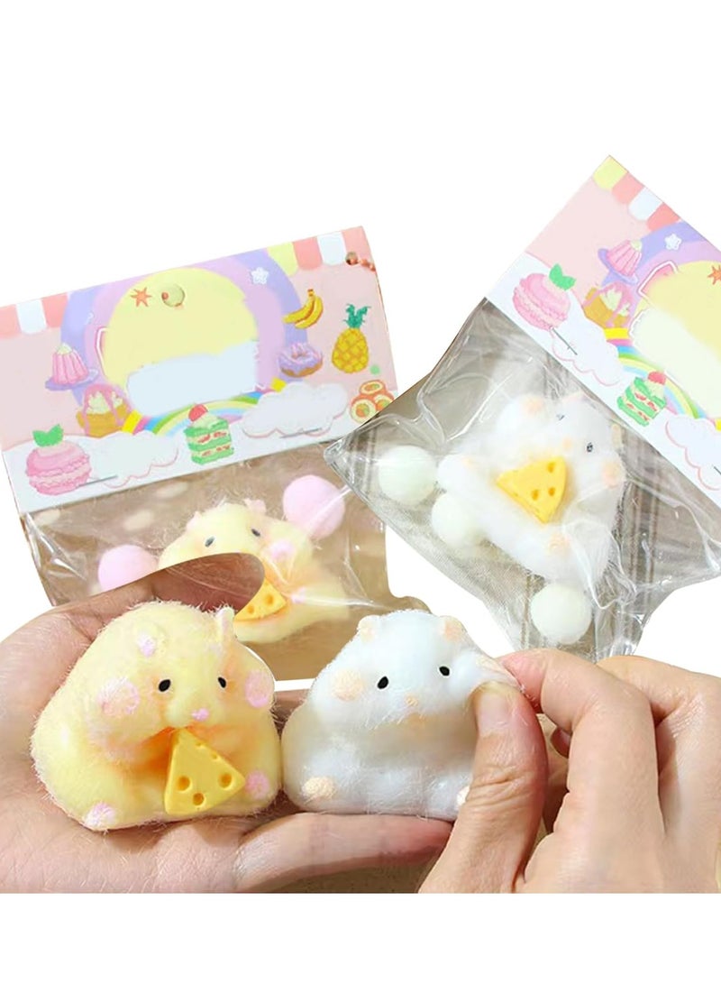 0TO1 TECH 2pcs Squishy Hamster Squeeze Toys,3inch Big Cute Soft Hamster Squishy Toys,Stress Relief Squishies for Kids Party Favors, Pinch Family, Fidget Toys Suitable Adults Kids Big - Image 1