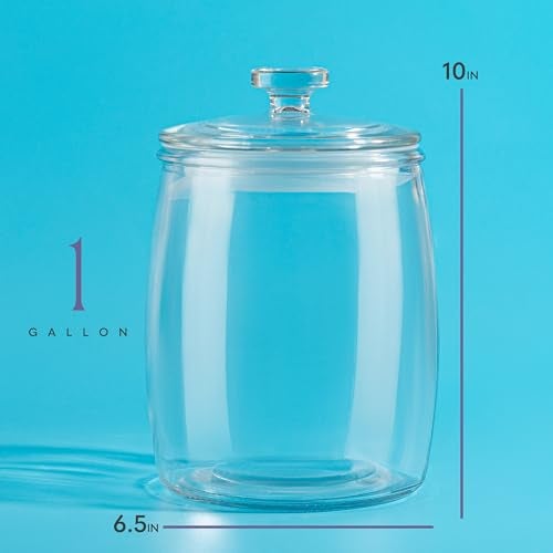 kitchentoolz 1 Gallon Glass Cookie Jar with Lid – Set of 2 Large Glass Jars with Lids for Cookies, Candy, Flour, Sugar, Pet Treats – Clear Glass Canisters for Food Storage - Pack of 2 - Image 2