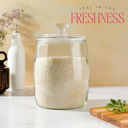 kitchentoolz 1 Gallon Glass Cookie Jar with Lid – Set of 2 Large Glass Jars with Lids for Cookies, Candy, Flour, Sugar, Pet Treats – Clear Glass Canisters for Food Storage - Pack of 2 - Image 4