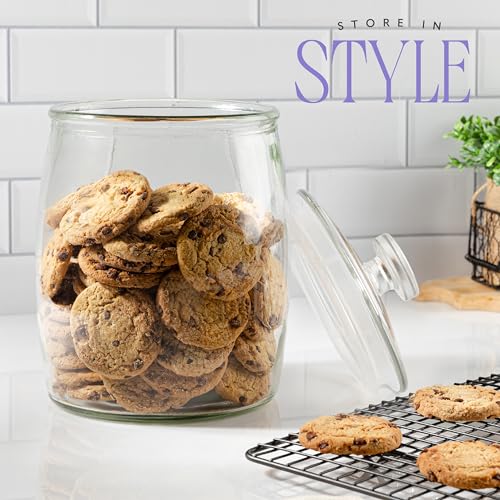 kitchentoolz 1 Gallon Glass Cookie Jar with Lid – Set of 2 Large Glass Jars with Lids for Cookies, Candy, Flour, Sugar, Pet Treats – Clear Glass Canisters for Food Storage - Pack of 2 - Image 5