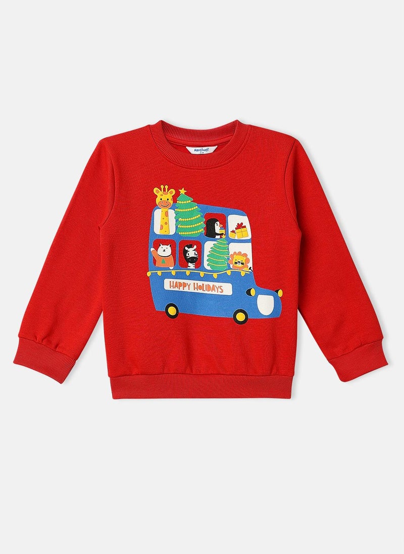 Nautinati Boys Fleece Holiday Theme Printed Sweatshirt - Image 1