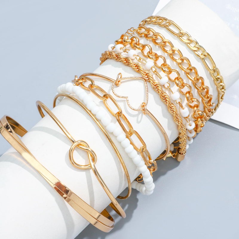 NEWITIN 49 Pieces Gold Jewelry Set for Women Fashion Costume Jewelry Gold Plated Necklace Bracelet Ring Earrings Set for Women - Image 2