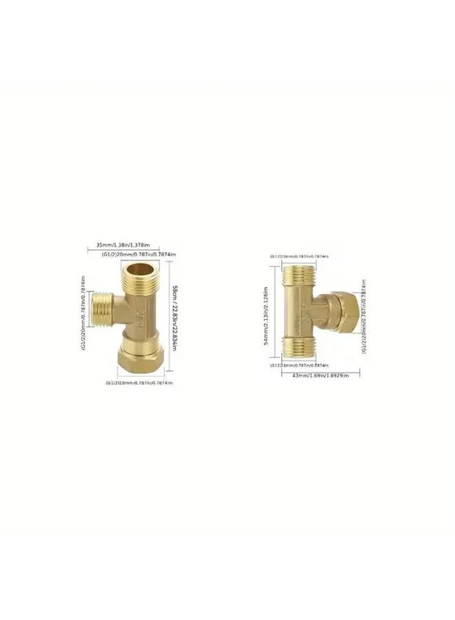 Style A And B 2 Pcs G1 2 Brass T Type Connector For Shower Bathroom Pipe Fittings - Image 4