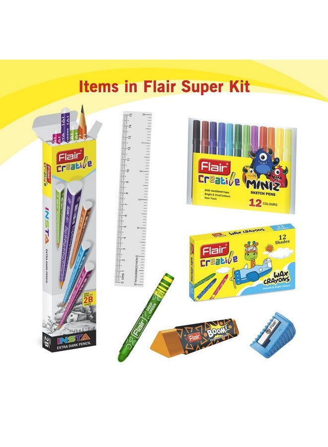 Flair FLAIR Creative Series Super Smart Kit | Combination Smart Kit for Your Creative Need | Use for Writing, Colouring, Drawing & Shading | Stationery Kit Ideal for Gifting | Pack of 1 Kit  - Image 4